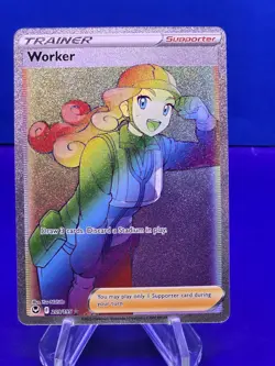 Pokemon TCG Worker Rainbow 209/195 Silver Tempest Secret Rare Full Art Trainer - Image 1