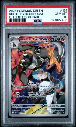 2025 POKEMON DRI EN-DESTINED RIVALS #191 TEAM ROCKET'S HOUNDOOM PSA 10 - Image 1