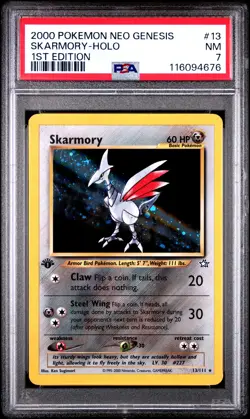Skarmory-Holo 1st Edition Pokemon Neo Genesis 1st Edition 13 NM PSA NM 7 - Image 1