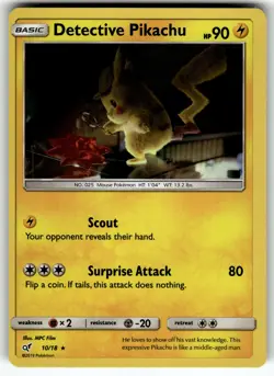 Detective Pikachu 10/18 Detective Pikachu LP Pokemon Card TCG - Image 1