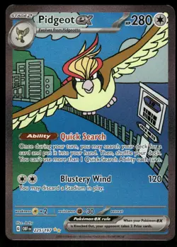 Pokemon Cards Pidgeot ex 225/197 Obsidian Flames Special Illustration Rare NM - Image 1