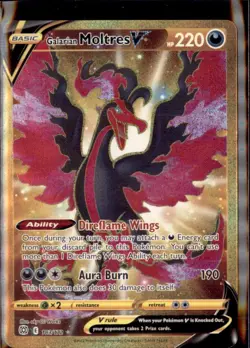 Pokemon Galarian Moltres V 183/172 Brilliant Stars Full Art Gold Secret NM - Image 1