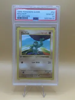 1999 Pokemon Shadowless 1st Edition Base Set Machop #52 PSA Gem Mint 10 - Image 1