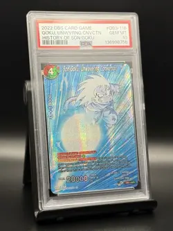 2022 DBS CARD GAME HISTORY SON GOKU DB3-116 GOKU, UNWAVERING CONVICTION PSA 10 - Image 1