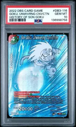 2022 DBS CARD GAME HISTORY SON GOKU DB3-116 GOKU, UNWAVERING CONVICTION PSA 10 - Image 4