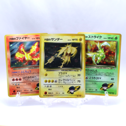 Rocket's Holo 3 Set Gym Challenge Zapdos Moltres Pokemon Card Old back Japanese - Image 1