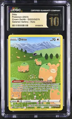DITTO Crown Zenith Holo #GG22 CGC Pristine 10 Pokemon [Nostalgium] - Image 1