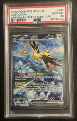 2023 Pokemon MEW EN Zapdos Ex SIR RARE #202 PSA 10 - Image 1