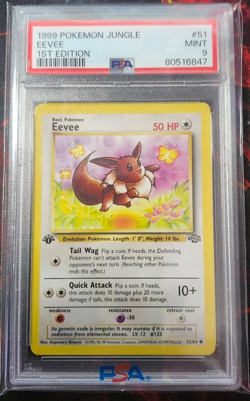 1999 Pokemon Jungle 1st Edition Eevee #51/64 PSA 9 - Image 1