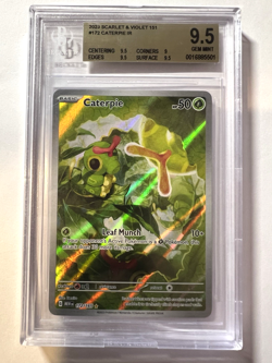 Caterpie Illustration Rare #172 - BGS GEM MINT 9.5 Scarlet & Violet 151 Pokemon - Image 1