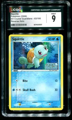 CGC 9 Squirtle Reverse Holo EX Crystal Guardians 2006 Pokemon Card #63 - Image 1