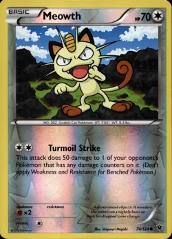 Meowth 74/124 Reverse Holo XY Fates Collide Pokemon - Image 1