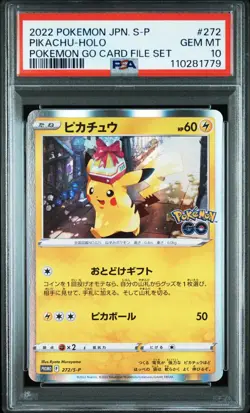 PIKACHU Holo Japanese Pokemon Go Card File Promo #272/S-P PSA 10 GEM MINT - Image 1