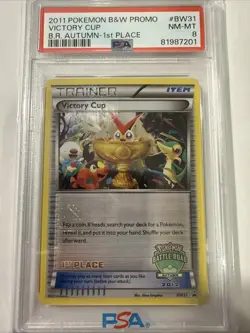 2012 Pokemon B&W Promo Victory Cup 1st Place Battle Road Spring Victini PSA 8 - Image 1