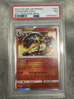 2021 Pokemon Indonesia Promo Charizard Holo KFC Chaki Kids Meal #181 PSA 7 - Image 1