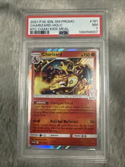 2021 Pokemon Indonesia Promo Charizard Holo KFC Chaki Kids Meal #181 PSA 7 - Image 2