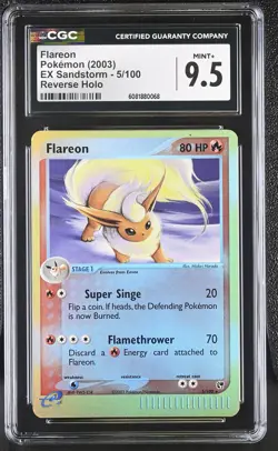 CGC 9.5 Flareon 2003 EX Sandstorm 5/100 Reverse Holo Pokemon Card - Image 1