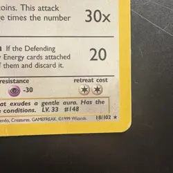 Vintage Pokemon Non-holo Rare Dragonair 18/102 Base Set WotC 1999 - Image 4