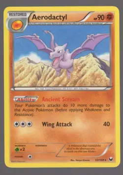 Pokemon Black & White Dark Explorers AERODACTYL Rare 53/108 LP+ - Image 1