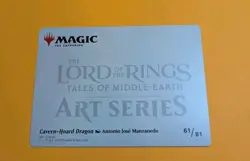 Art Series MTG Cavern-Hoard Dragon Card Gold-Stamped Signature lotr NM 61/81 - Image 2