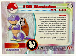 1999 Pokemon Topps TV Animation Blastoise Silver Holo Foil #09 Black Logo LP - Image 2