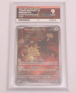Team Rocket's Meowth 203/182 Illustration Rare Pokemon Card - 9 Mint - Image 3