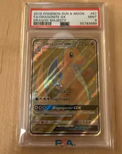 2018 Pokemon Dragon Majesty Dragonite GX 67/70 PSA 9 Mint Full Art - Image 1
