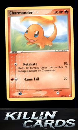 Charmander 48/100 Pokemon Common Crystal Guardians Card LP - Image 1