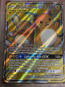 2019 POKEMON SUN & MOON UNIFIED MINDS FULL ART/RAICHU & ALOLAN RAICHU GX PSA 10 - Image 3