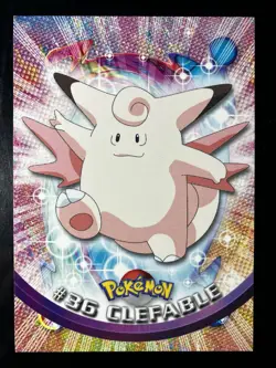 Pokemon Topps #36 Clefable RARE NON-HOLO VARIANT TV Animation Black Logo Card - Image 1