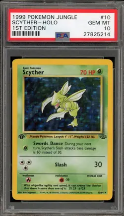 Pokemon Scyther Jungle 1st Edition Holo Rare #10 PSA 10 Gem Mint - Image 1