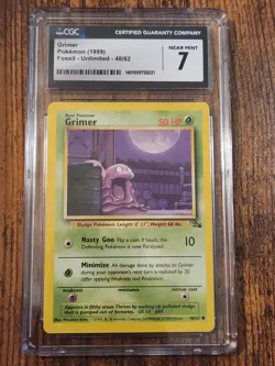 CGC Graded Near Mint 7 Grimer Pokemon 1999 Fossil Unlimited 48/62 - Image 1