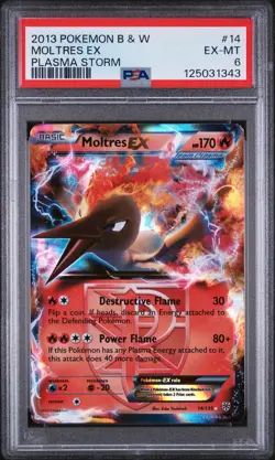 2013 POKEMON B&W PLASMA STORM #14 MOLTRES EX PSA 6 - Image 1