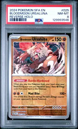 2024 POKEMON SFA EN-SHROUDED FABLE REVERSE HOLO #025 BLOODMOON URSALUNA PSA 8 - Image 1