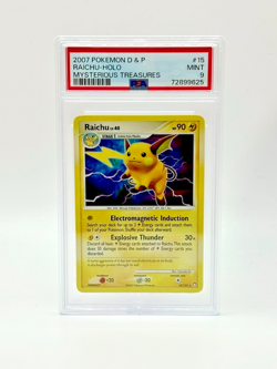 Pokemon 2007 Diamond & Pearl Mysterious Treasures 15/123 Holo Raichu PSA 9 Mint - Image 1