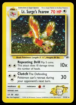 Lt. Surge's Fearow 7/132 Holo Rare Gym Heroes Pokemon Card - Image 1