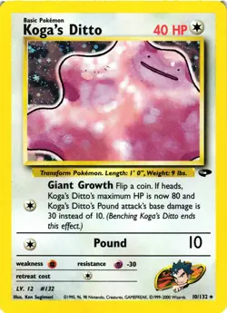 Pokemon TCG Koga's Ditto Gym Challenge 10/132 Holo Unlimited Holo Rare LP - Image 1