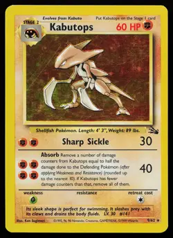 Kabutops 9/62 Holo Rare Fossil Pokemon Card - Image 1
