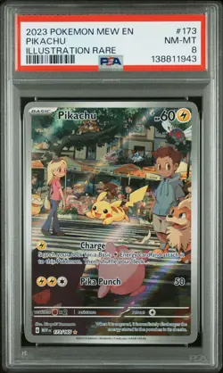 2023 POKEMON MEW EN-151 ILLUSTRATION RARE #173 PIKACHU PSA 8 - Image 1
