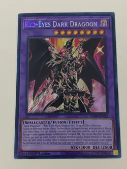Yugioh Red-Eyes Dark Dragoon - 1st Edition Secret Rare NM - Free Holo Card - A - Image 1