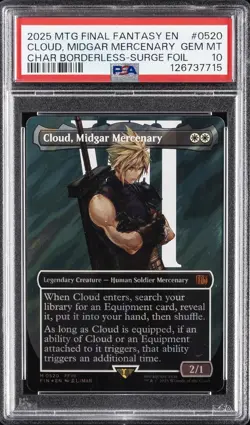 2025 MTG FINAL FANTASY #0520 CLOUD, MIDGAR MERCENARY PSA 10 - Image 1