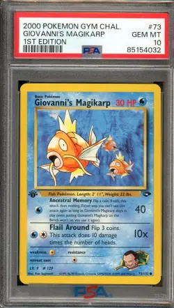 Pokemon Giovanni's Magikarp 73/132 1st Edition Gym Challenge PSA 10 - Image 1