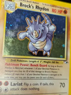 Pokemon TCG Brock's Rhydon Gym Heroes Holo Card 2/132 Unlimited Rare, LP Swirl - Image 3