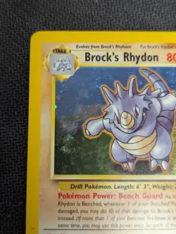 Pokemon TCG Brock's Rhydon Gym Heroes Holo Card 2/132 Unlimited Rare, LP Swirl - Image 4