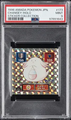 1996 AMADA POKEMON JPN STICKER COLL #173 CHANSEY-HOLO PSA 9 - Image 1