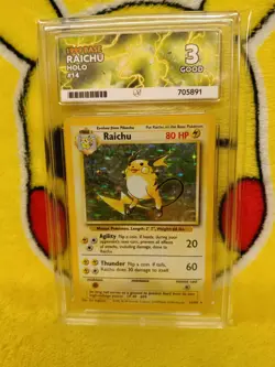 Pokemon Base Set 1999 Raichu Holo 14/102 Ace Graded 3 Good - Image 1