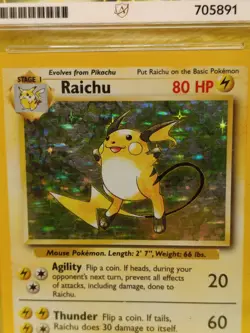 Pokemon Base Set 1999 Raichu Holo 14/102 Ace Graded 3 Good - Image 2