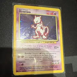 Pokemon TCG Base Set Mewtwo 10/102 Holo Card Wizards 1999 - Image 2