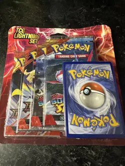 Pokemon TCG Lightning Set 4 Packs + 1 Bonus Card! Brand New/Sealed! - Image 1