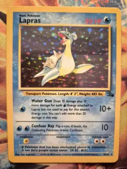 Lapras Holo Rare Pokemon Card, Fossil, 10/62 - Image 1
